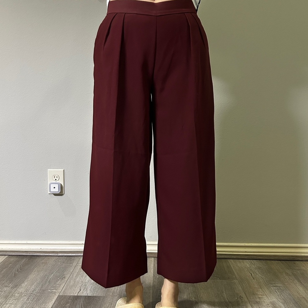 Banana Republic Dark Red Wide-Leg Pants